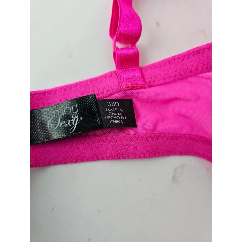 Smart & Sexy Pink Lace Padded Underwire Bra Size 38D‎ Good Condition